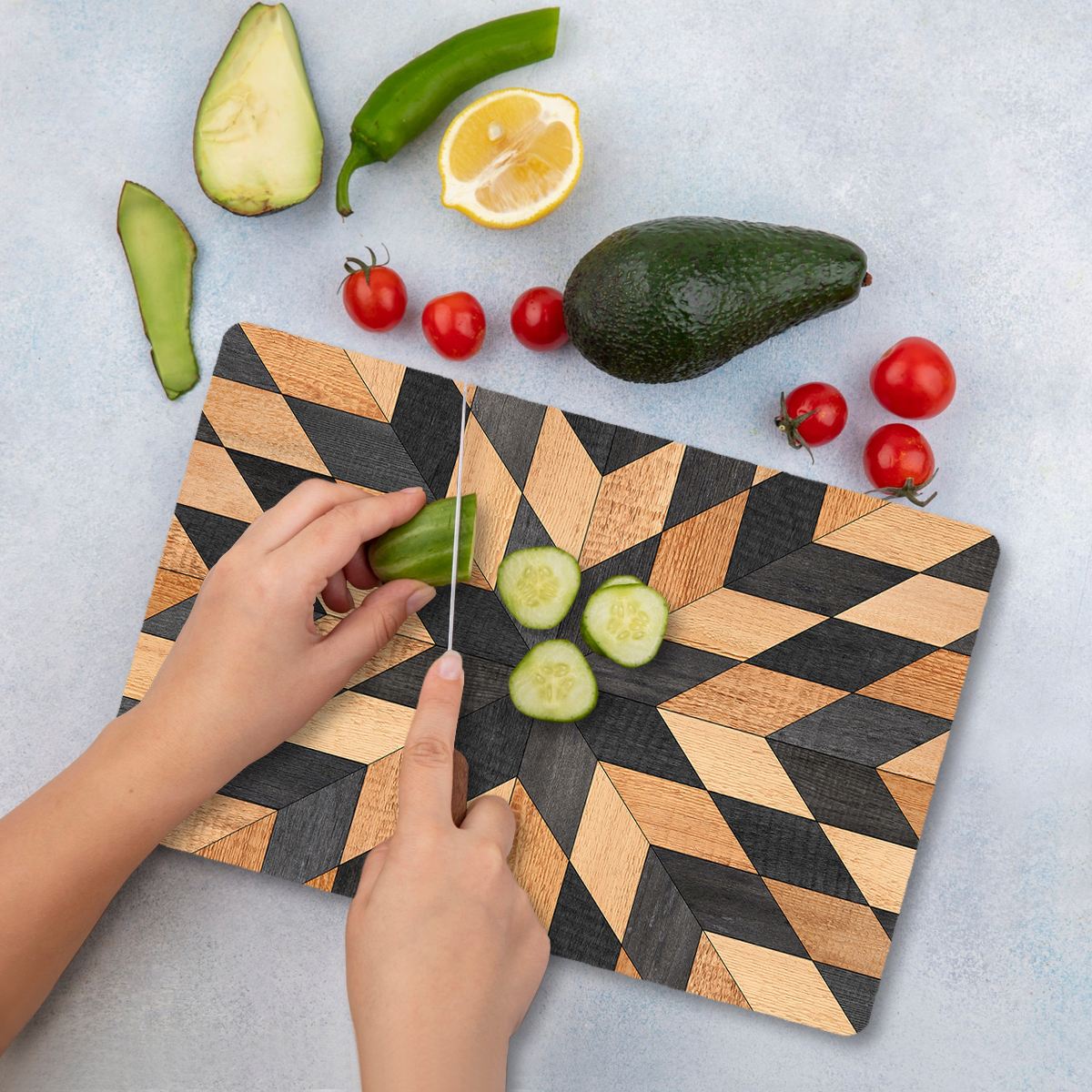 Tábua de corte – 30 x 40 cm – Multicolorido – vidro temperado