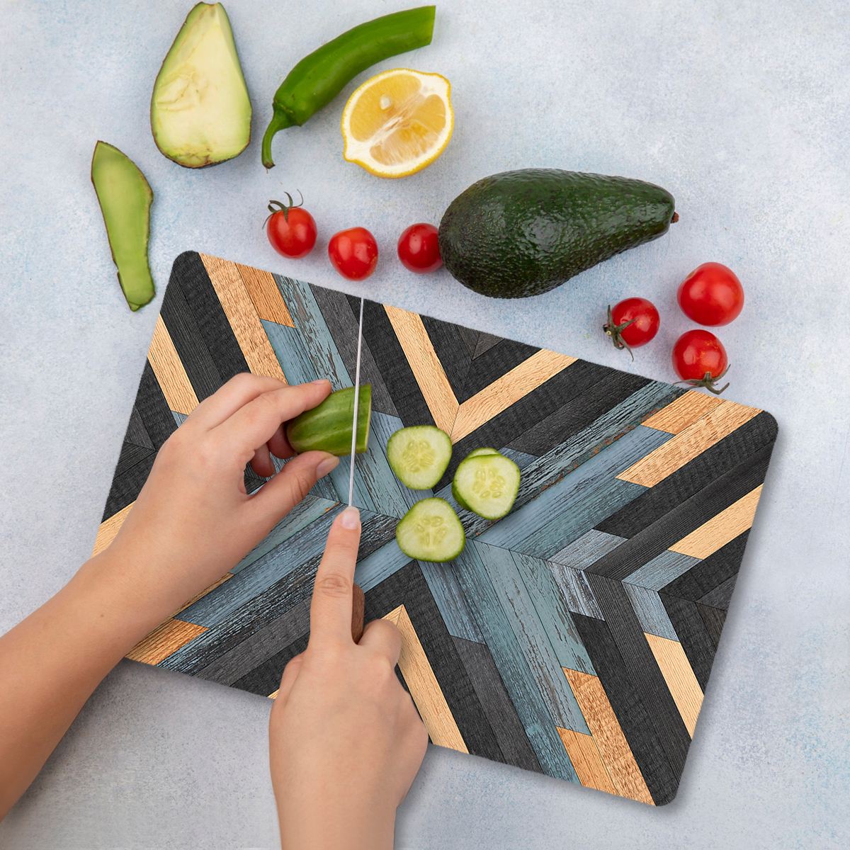 Tábua de Corte – 30 x 40 cm – Multicolorido – vidro temperado