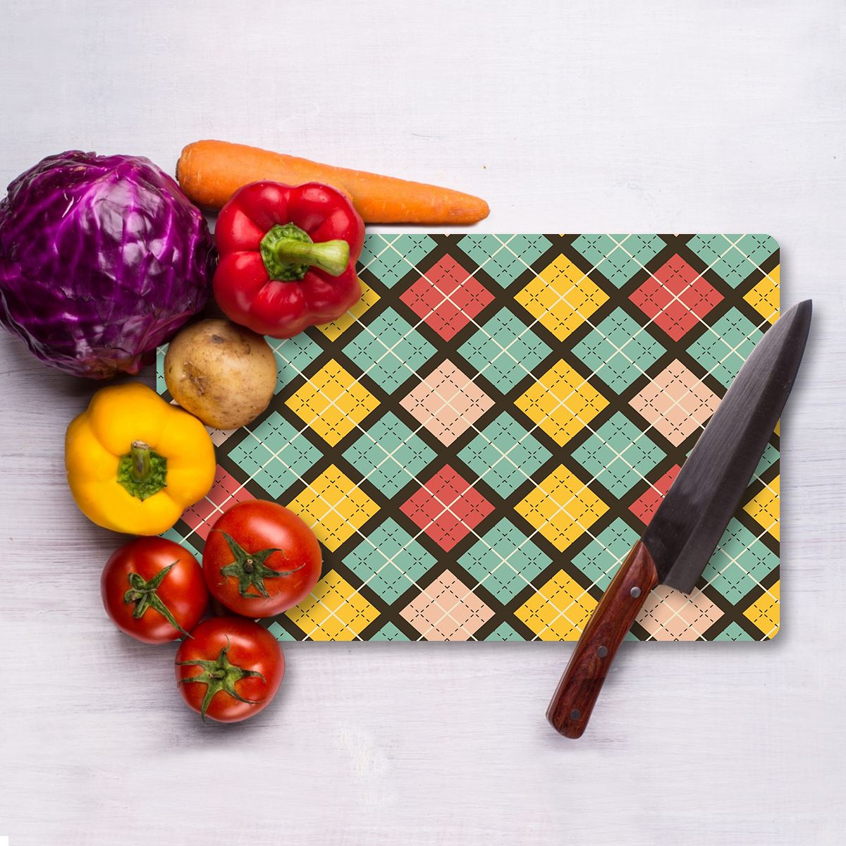 Tábua de corte – 20 x 30 cm – Multicolorido – Vidro temperado