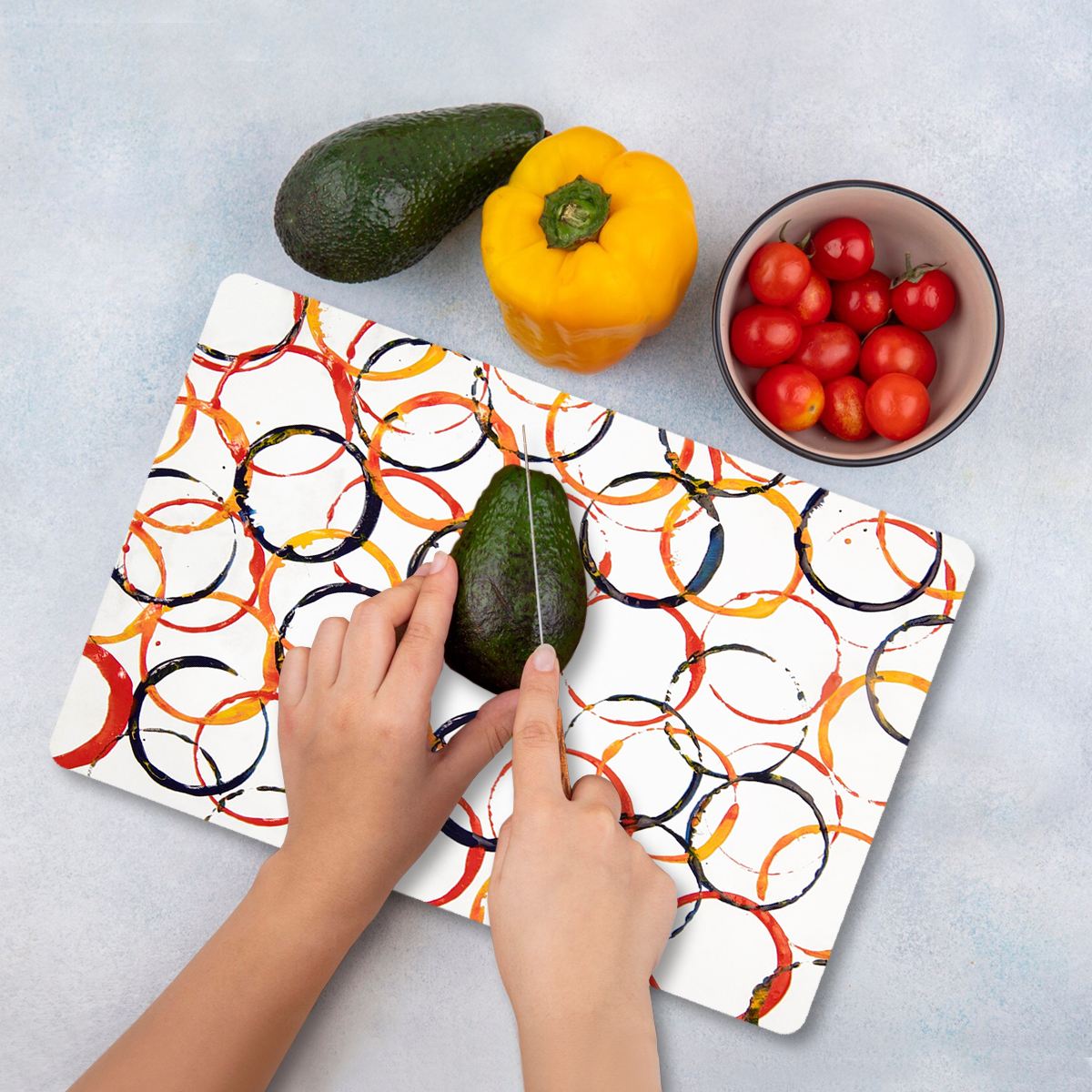 Tábua de corte  – 30 x 40 cm – Multicolorido – vidro temperado