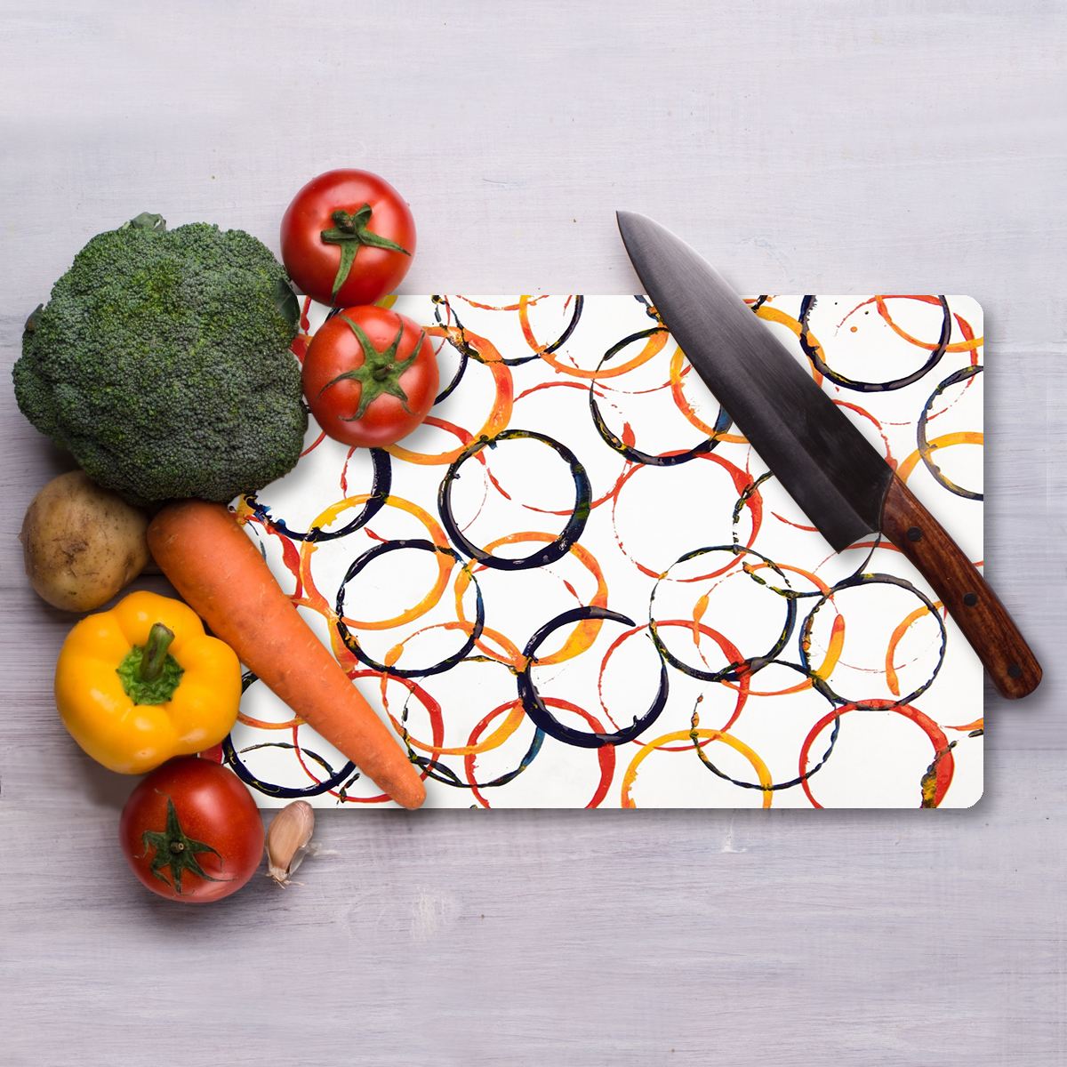 Tábua de corte  – 30 x 40 cm – Multicolorido – vidro temperado