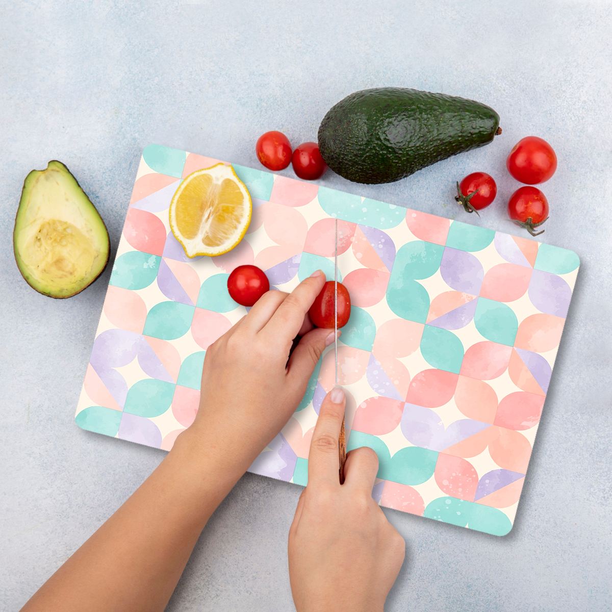 Tábua de Corte – 20 x 30 cm – Multicolorido – Vidro Temperado