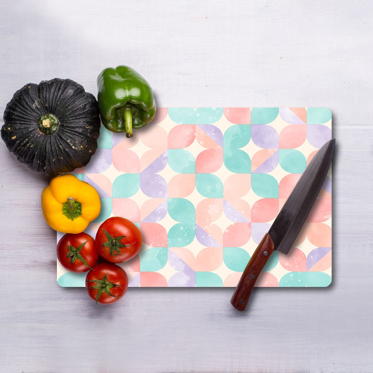 Tábua de Corte – 20 x 30 cm – Multicolorido – Vidro Temperado