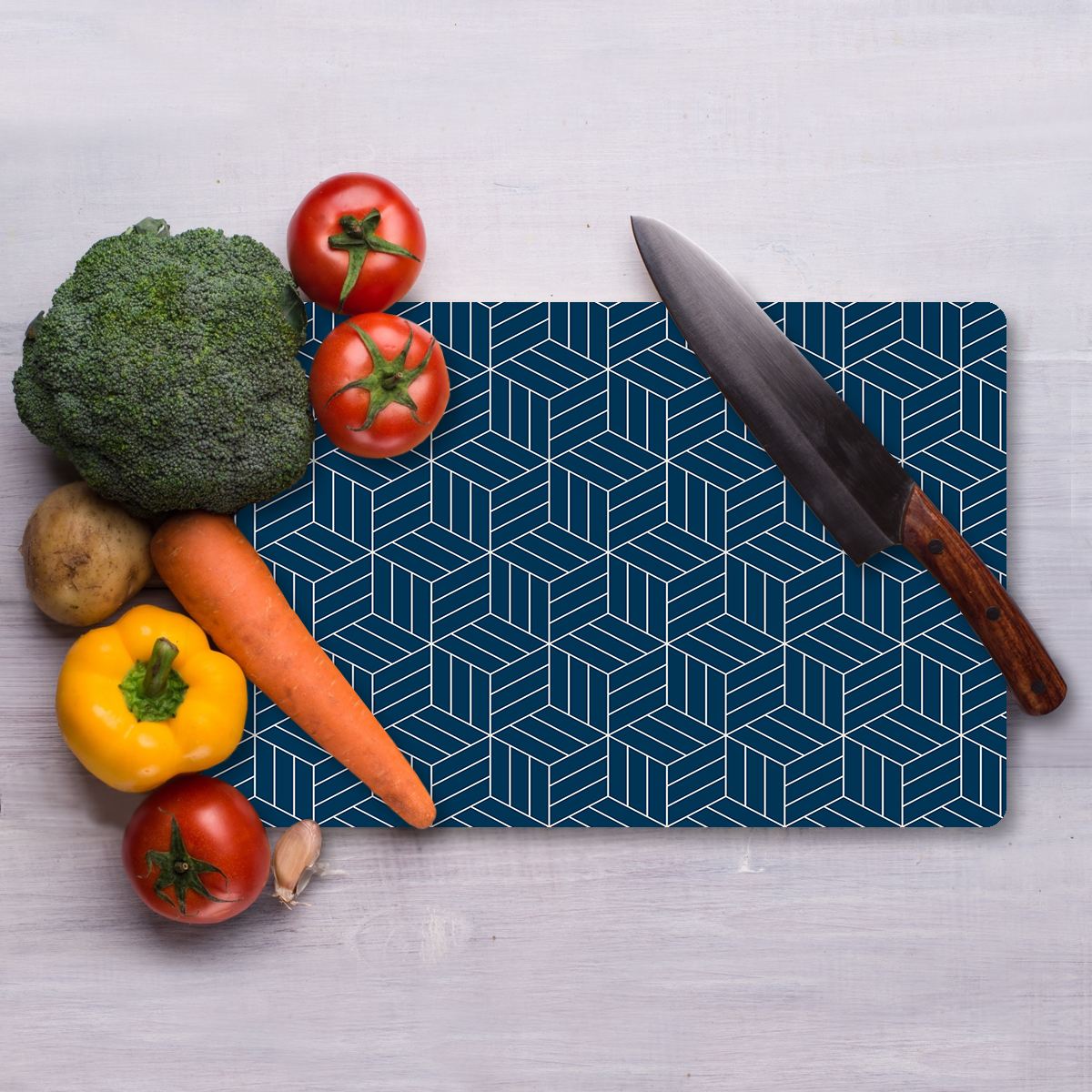 Tábua de corte em vidro temperado – 20 x 30 cm – multicolorido