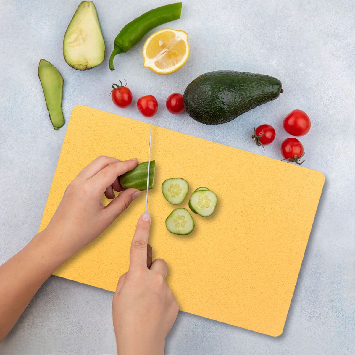 Tábua de corte em vidro temperado – 20 x 30 cm – Multicolorido