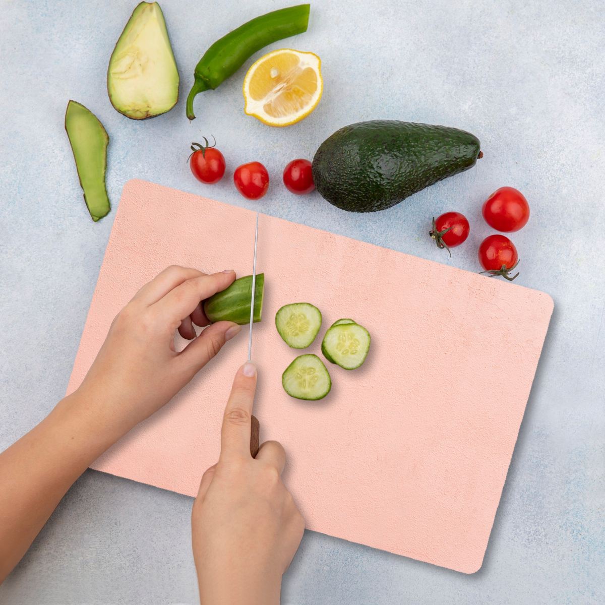 Tábua de corte em vidro temperado – 20 x 30 cm – Multicolorido