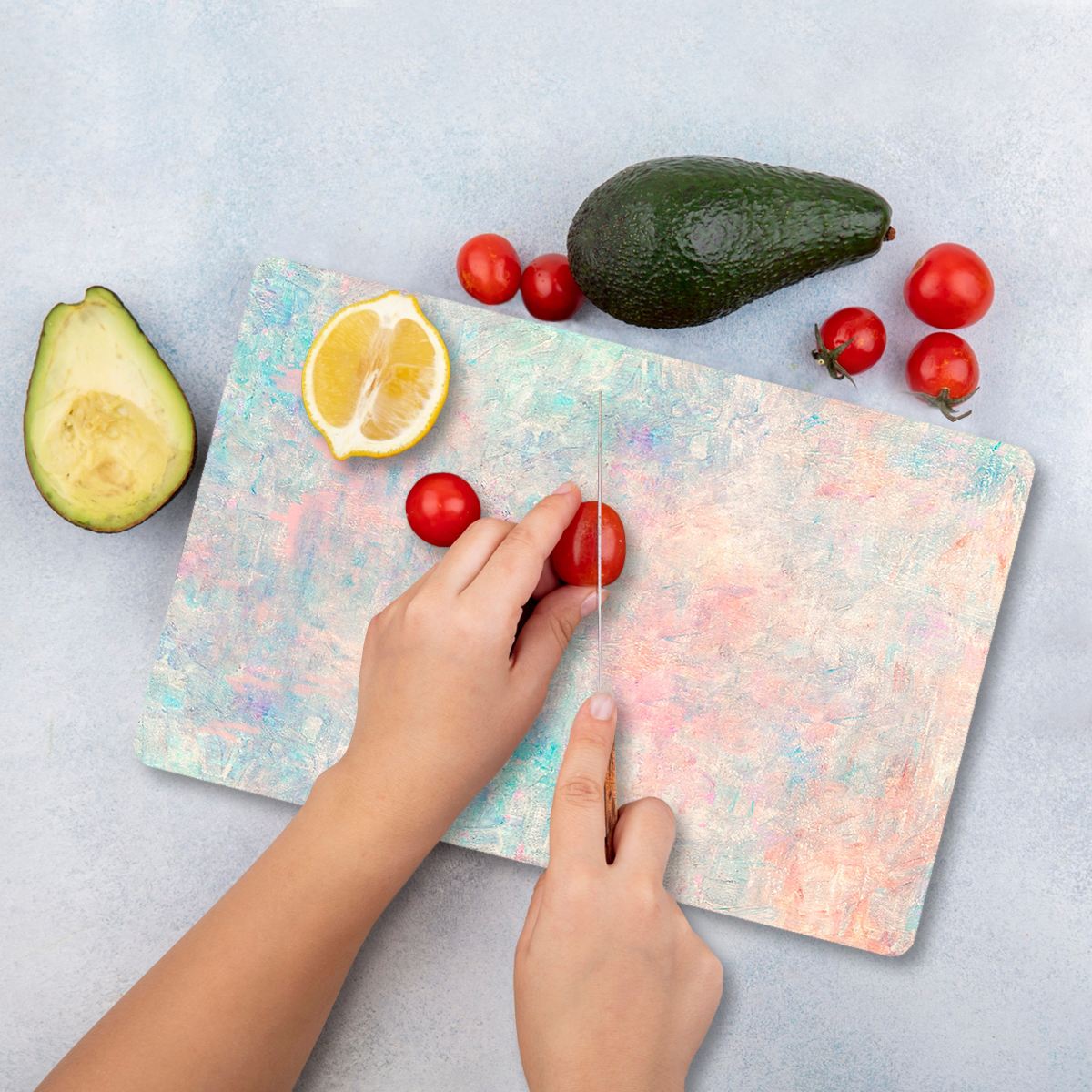 Tábua de Corte – 30 x 40 cm – Multicolorido – Vidro Temperado