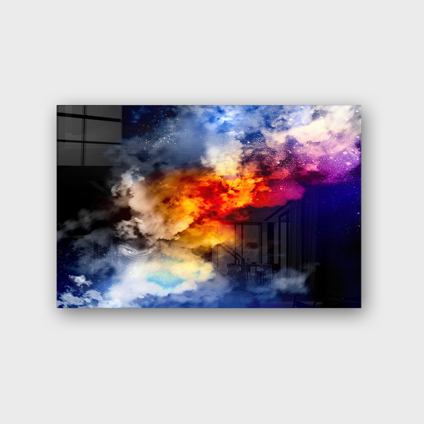 Quadro Decorativo em Vidro Temperado Multicolor 50x70cm - Arte Moderna para Parede