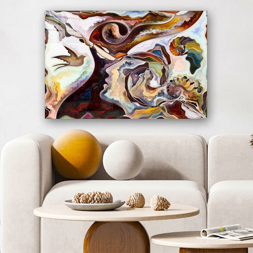 Quadro Decorativo em Vidro Temperado Multicolor 50x70cm - Arte Moderna para Parede