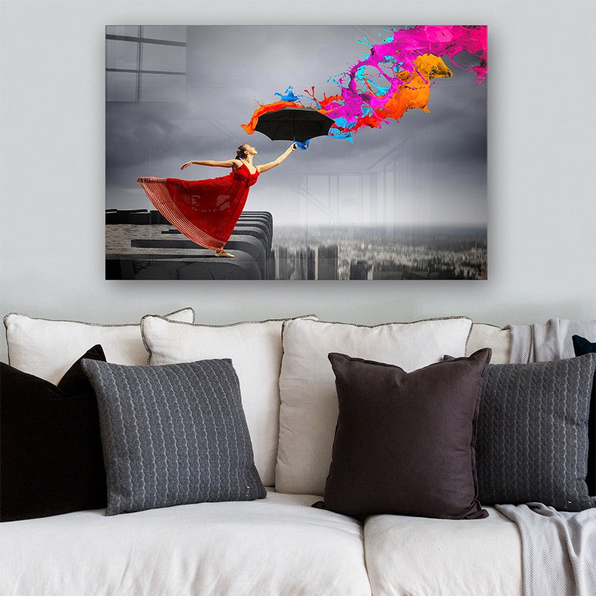 Quadro Decorativo em Vidro Temperado Multicolor 50x70cm - Arte Moderna para Parede