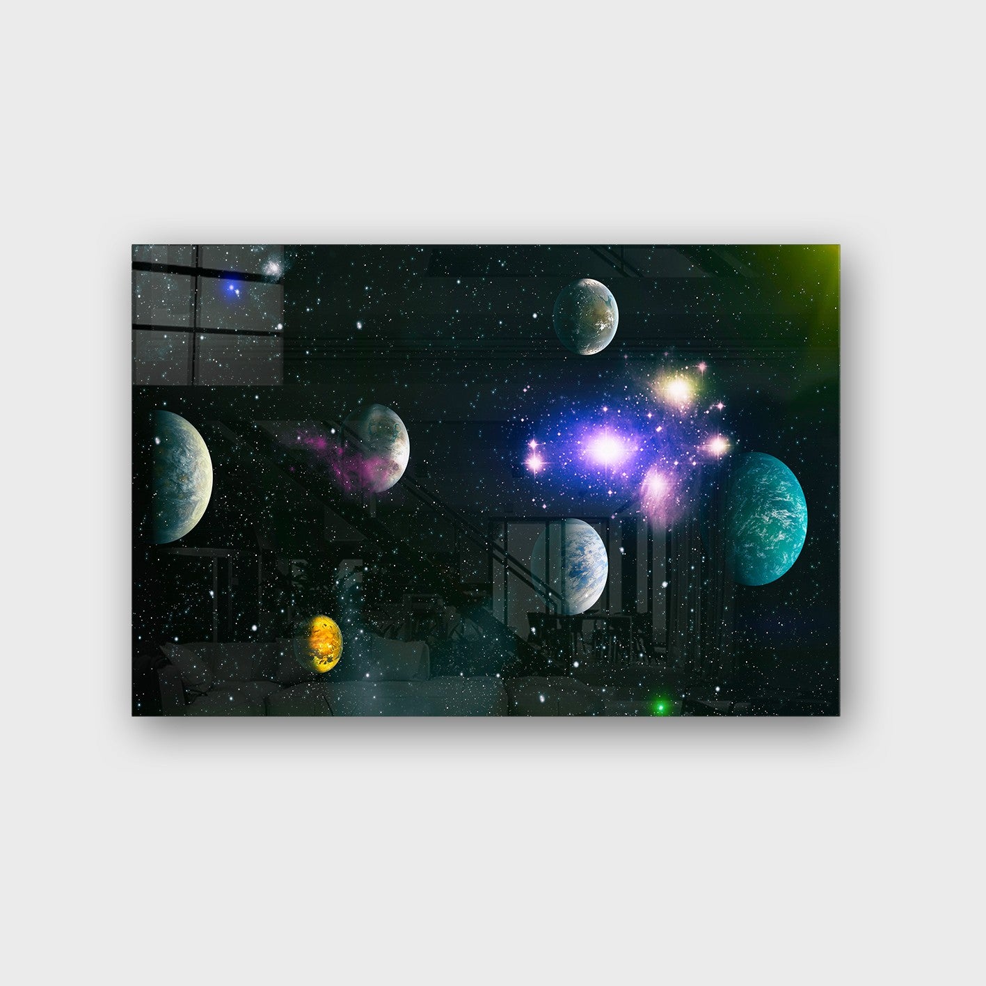 Quadro Decorativo em Vidro Temperado Multicolor 50x70cm - Arte Moderna para Parede