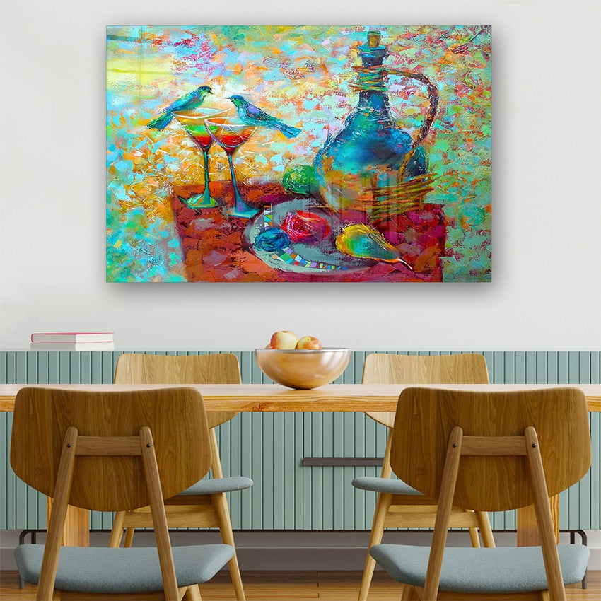 Quadro Decorativo em Vidro Temperado Multicolor 40x60cm - Arte Moderna para Parede