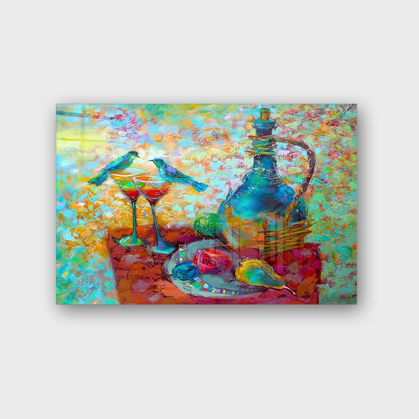 Quadro Decorativo em Vidro Temperado Multicolor 70x100cm - Arte Moderna para Parede