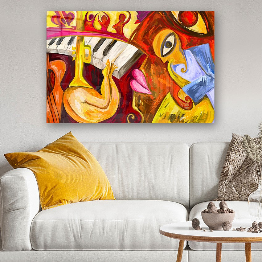 Quadro Decorativo em Vidro Temperado Multicolor 70x100cm - Arte Moderna para Parede