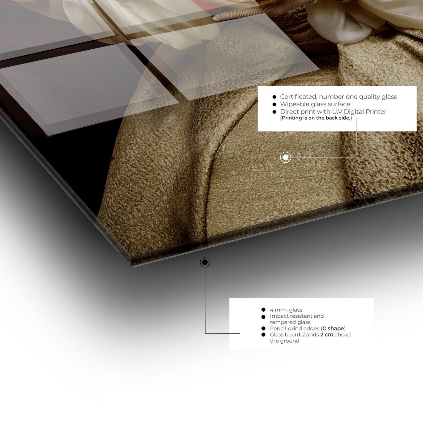 Quadro Decorativo em Vidro Temperado Multicolor 50x70cm - Arte Moderna para Parede