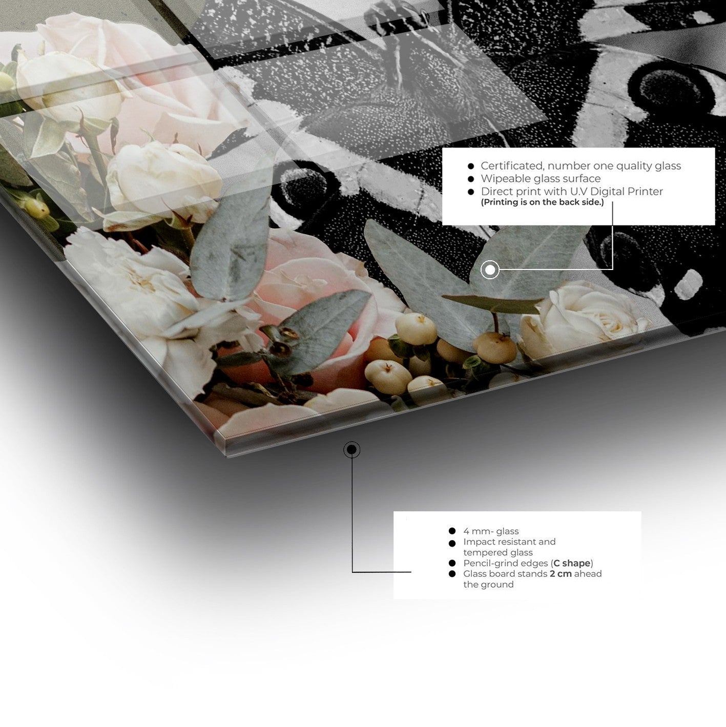 Quadro Decorativo em Vidro Temperado Multicolor 50x70cm - Arte Moderna para Parede