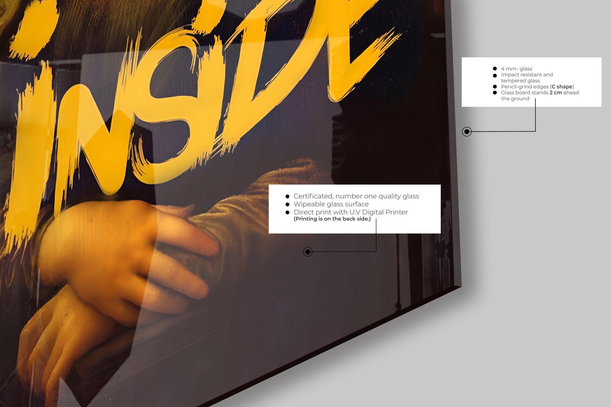 Quadro Decorativo em Vidro Temperado Multicolor 40x60cm - Arte Moderna para Parede