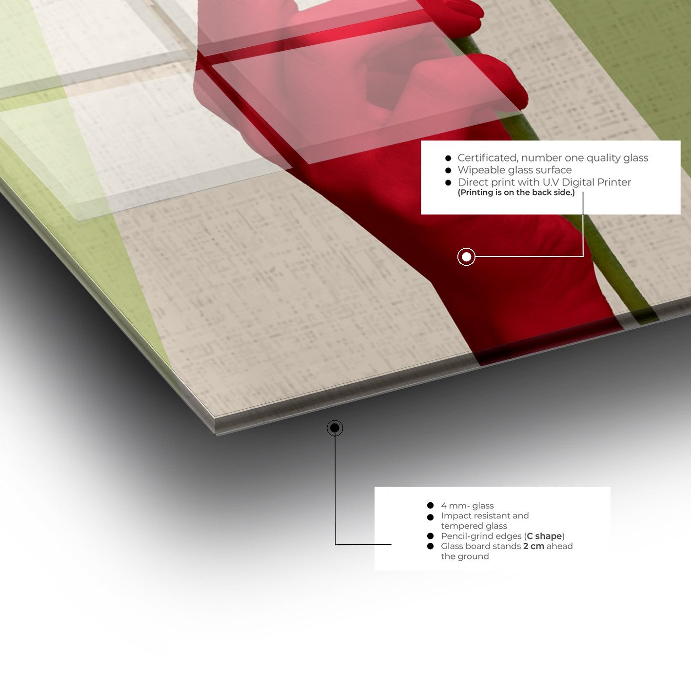 Quadro Decorativo em Vidro Temperado Multicolor 70x100cm - Arte Moderna para Parede