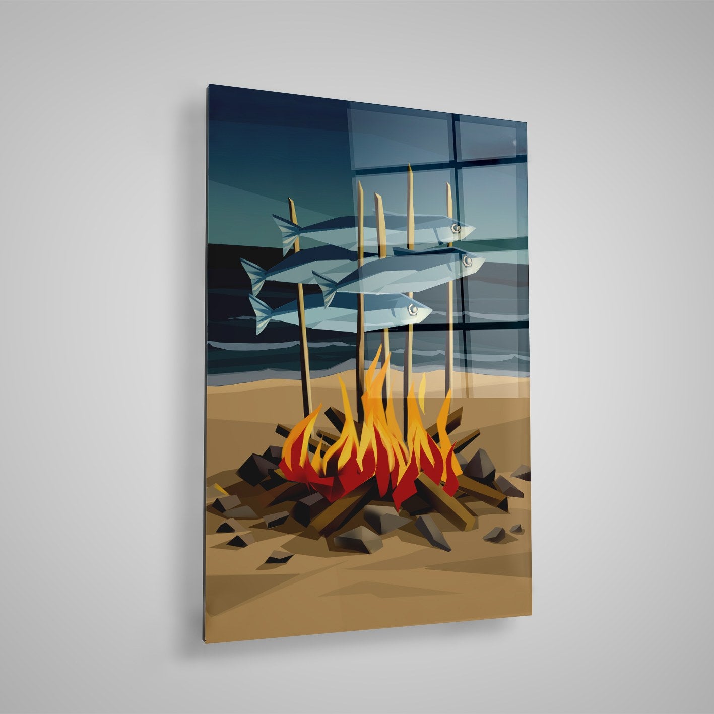 Quadro Decorativo em Vidro Temperado Multicolor 50x70cm - Arte Moderna para Parede