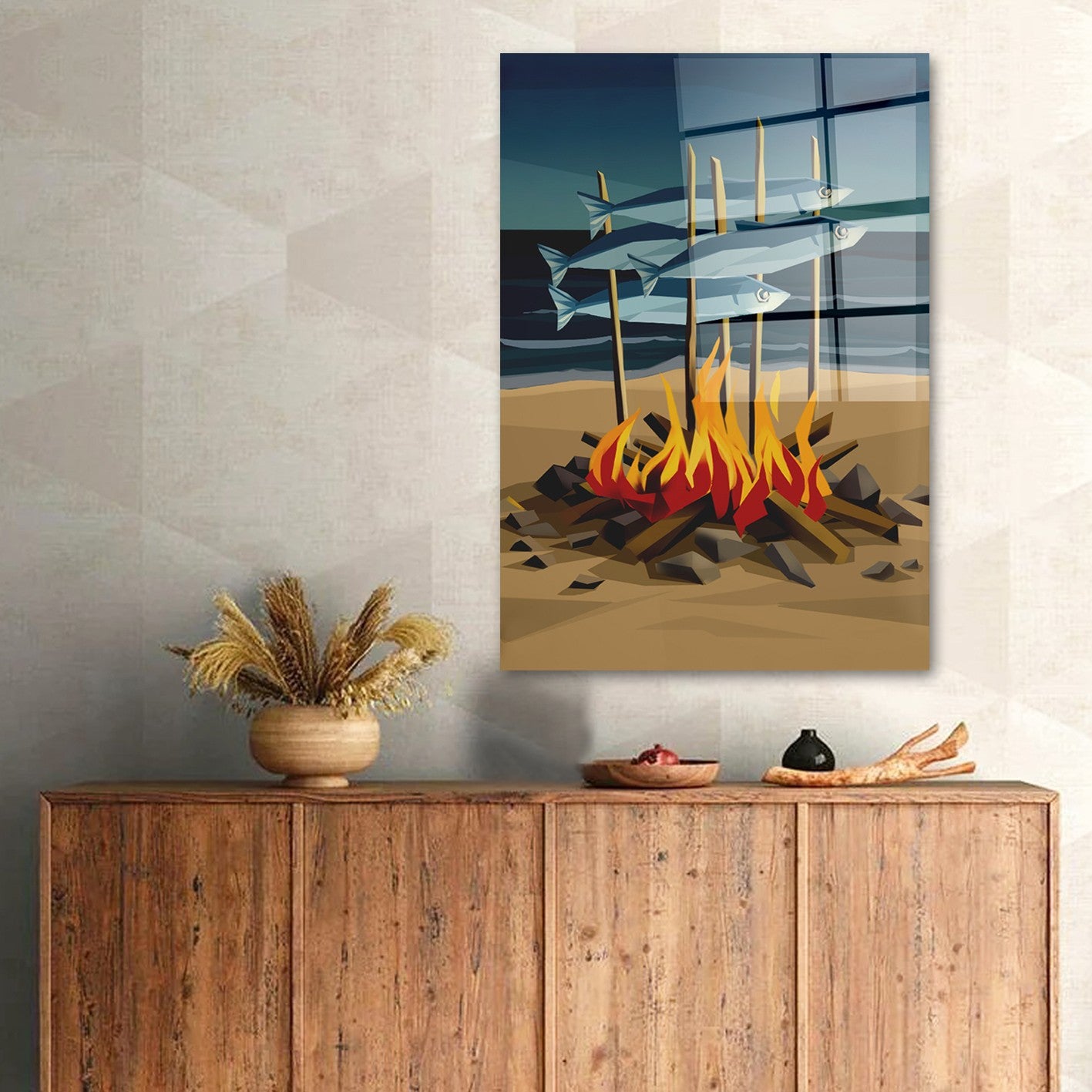 Quadro Decorativo em Vidro Temperado Multicolor 70x100cm - Arte Moderna para Parede