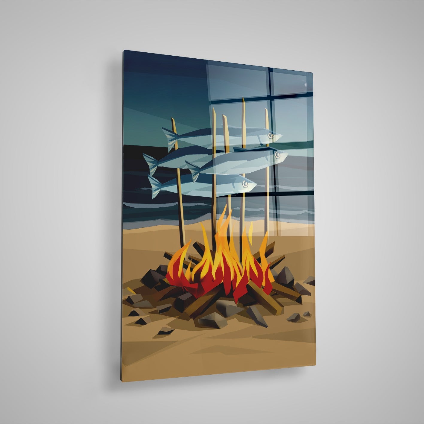 Quadro Decorativo em Vidro Temperado Multicolor 70x100cm - Arte Moderna para Parede