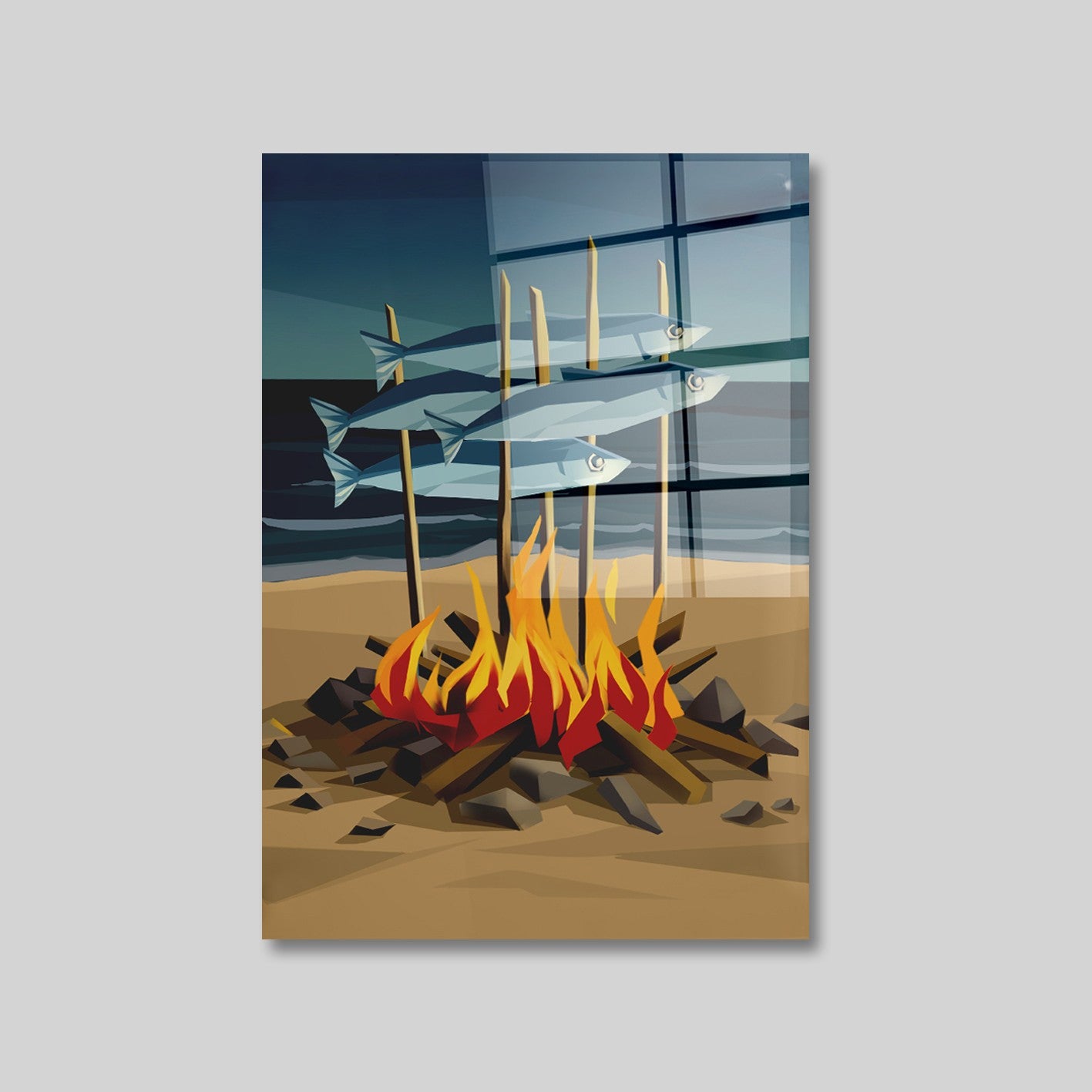 Quadro Decorativo em Vidro Temperado Multicolor 70x100cm - Arte Moderna para Parede