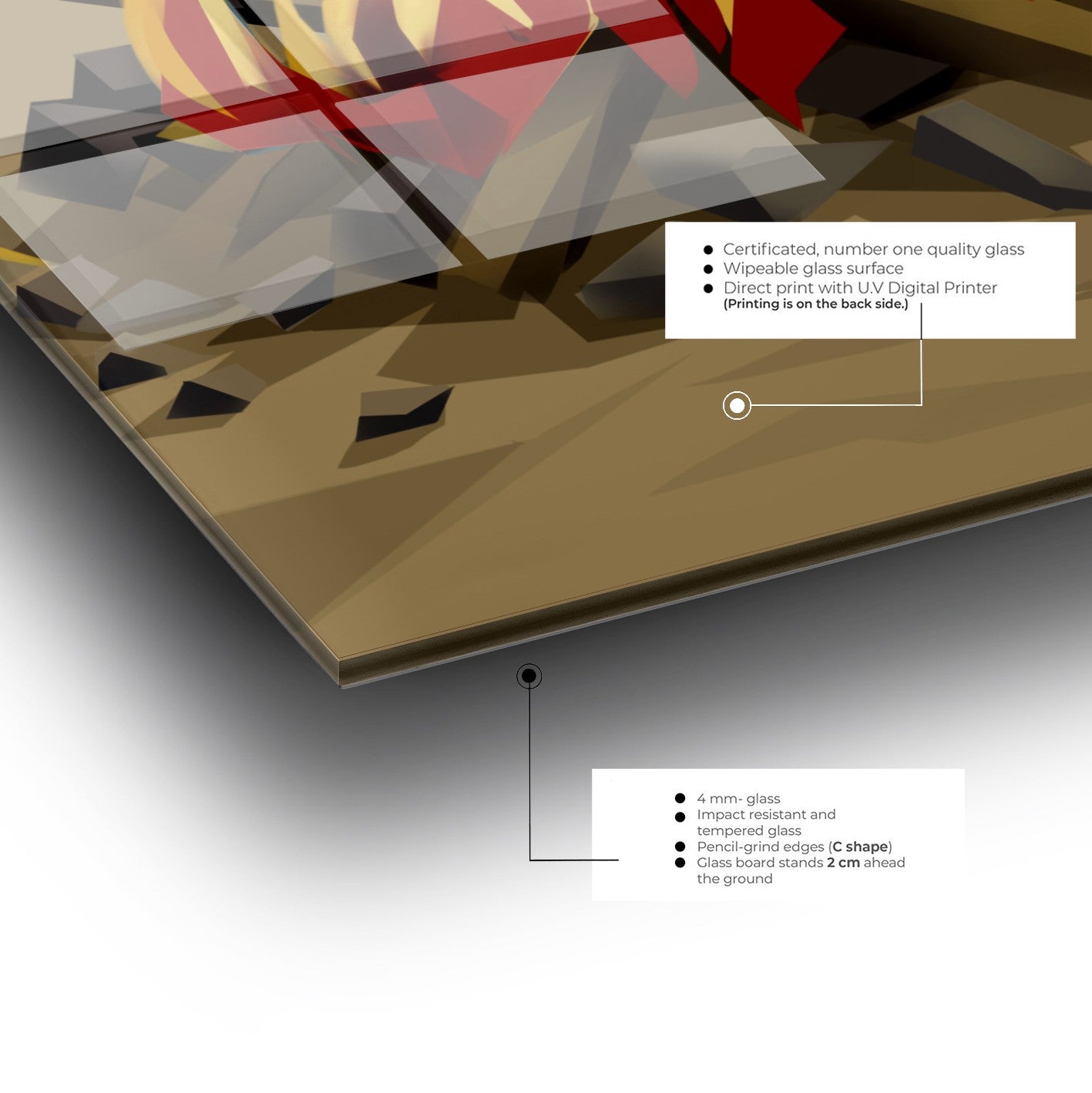 Quadro Decorativo em Vidro Temperado Multicolor 70x100cm - Arte Moderna para Parede