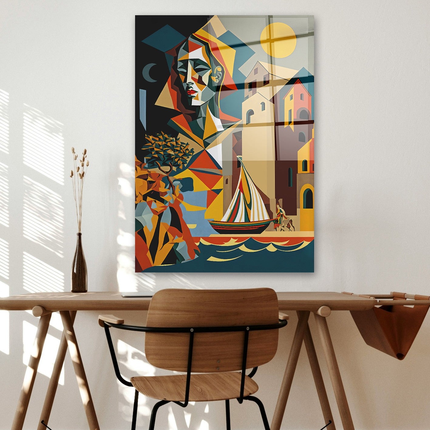 Quadro Decorativo em Vidro Temperado Multicolor 50x70cm - Arte Moderna para Parede