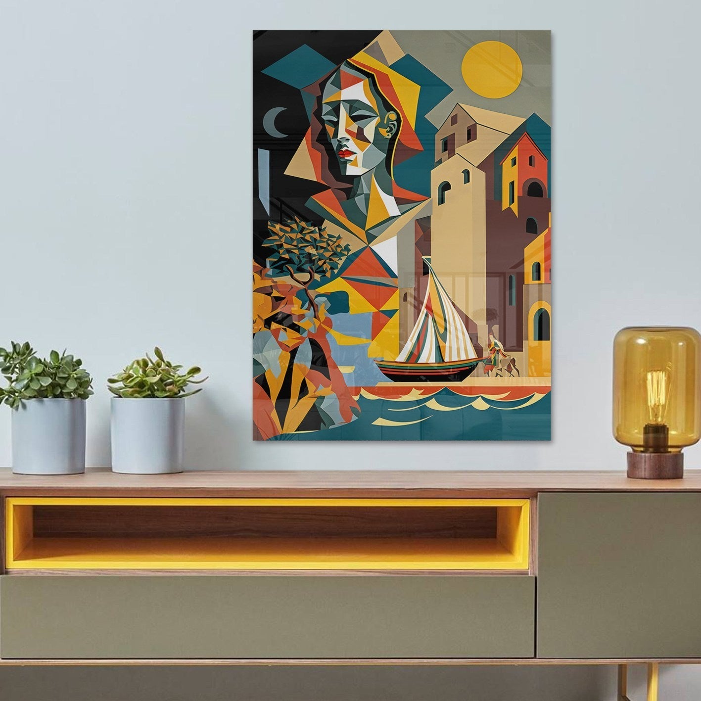 Quadro Decorativo em Vidro Temperado Multicolor 50x70cm - Arte Moderna para Parede
