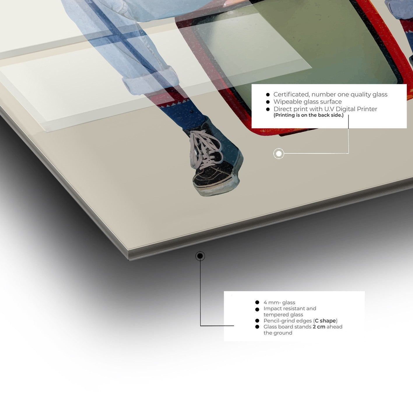 Quadro Decorativo em Vidro Temperado Multicolor 70x100cm - Arte Moderna para Parede