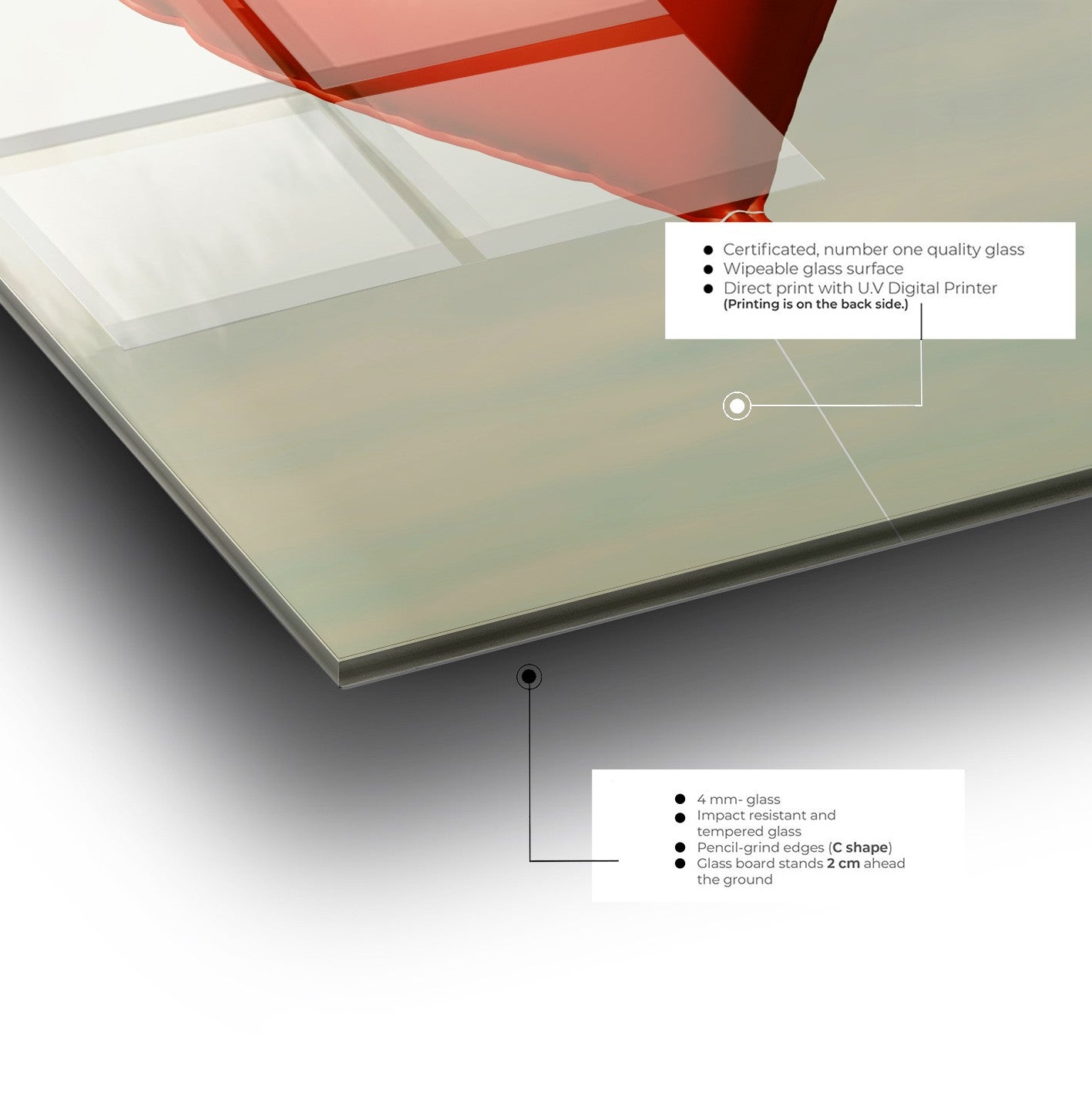 Quadro Decorativo em Vidro Temperado Multicolor 70x100cm - Arte Moderna para Parede