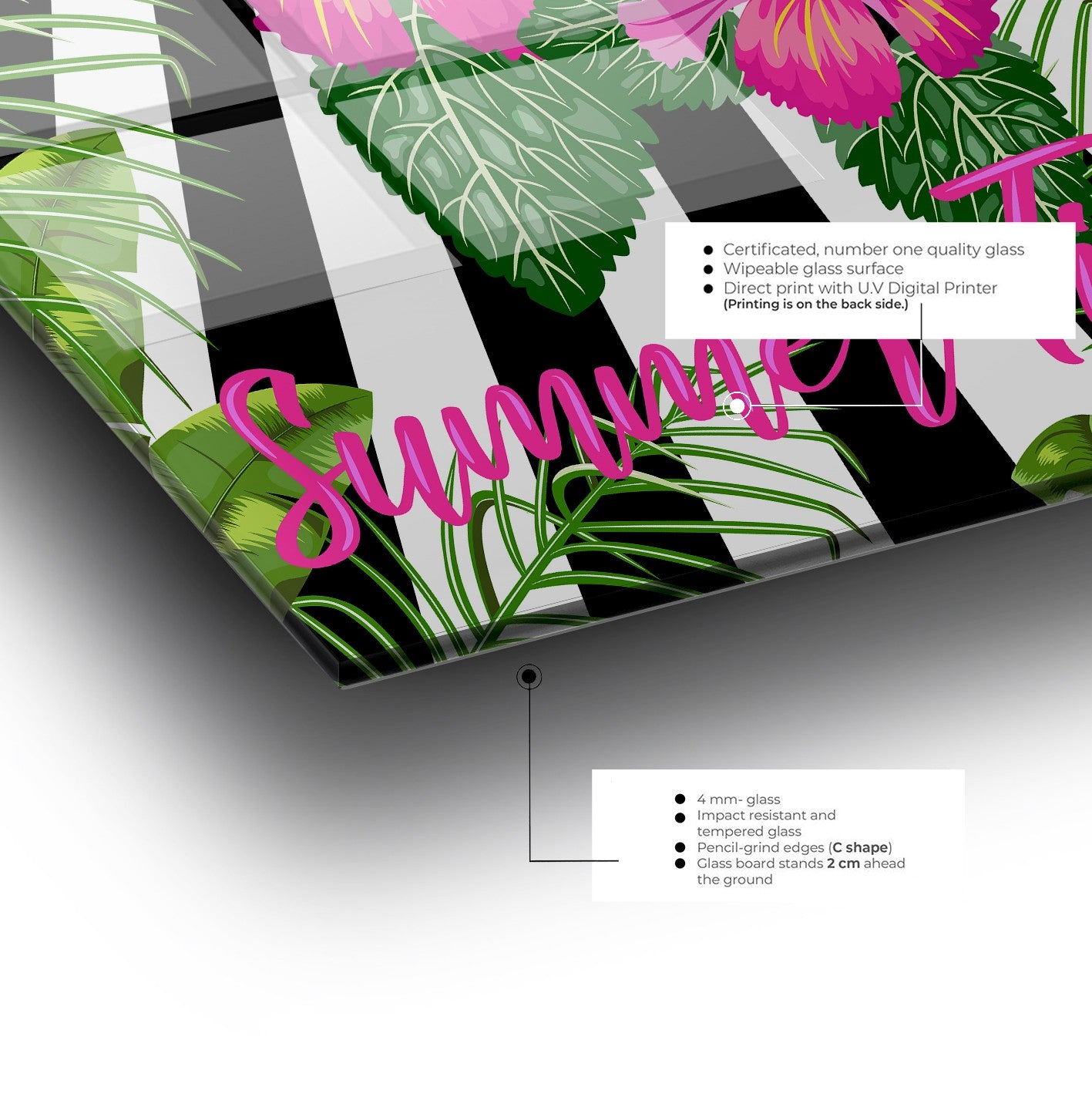 Quadro Decorativo em Vidro Temperado Multicolor 40x60cm - Arte Moderna para Parede