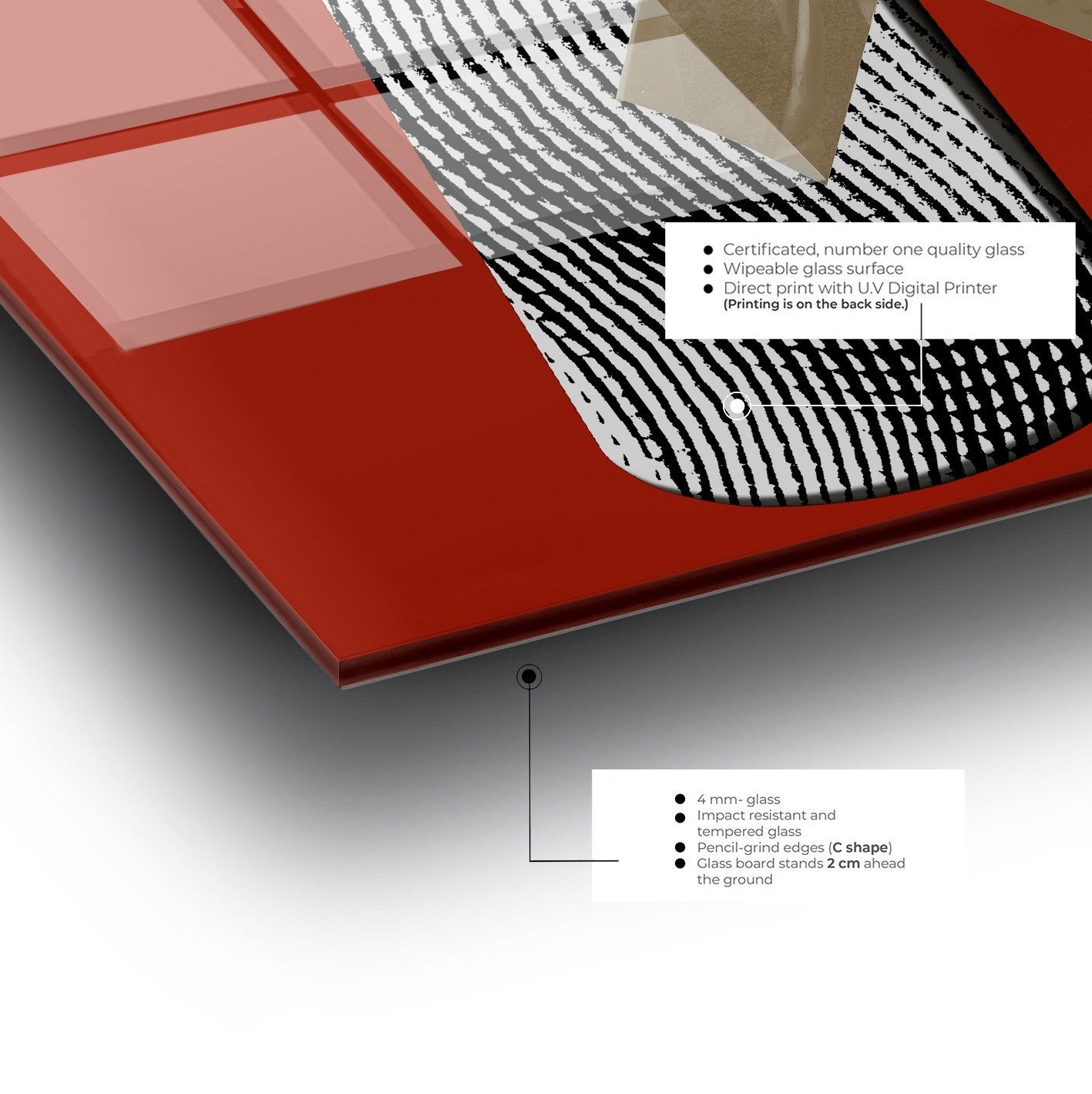 Quadro Decorativo em Vidro Temperado Multicolor 40x60cm - Arte Moderna para Parede