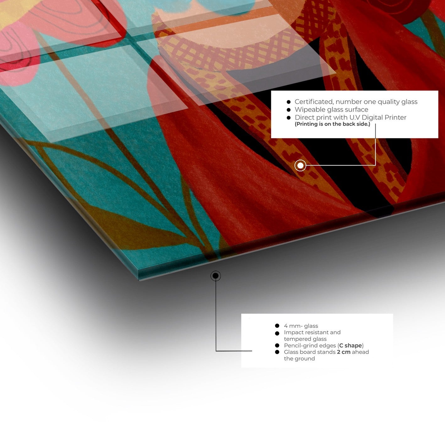 Quadro Decorativo em Vidro Temperado Multicolor 40x60cm - Arte Moderna para Transformar a Sua Casa