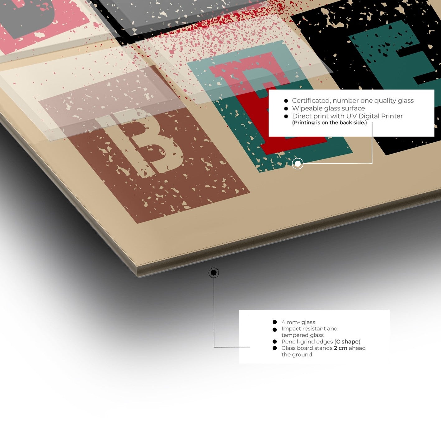 Quadro Decorativo em Vidro Temperado Multicolor 40x60cm - Arte Moderna para Transformar a Sua Casa