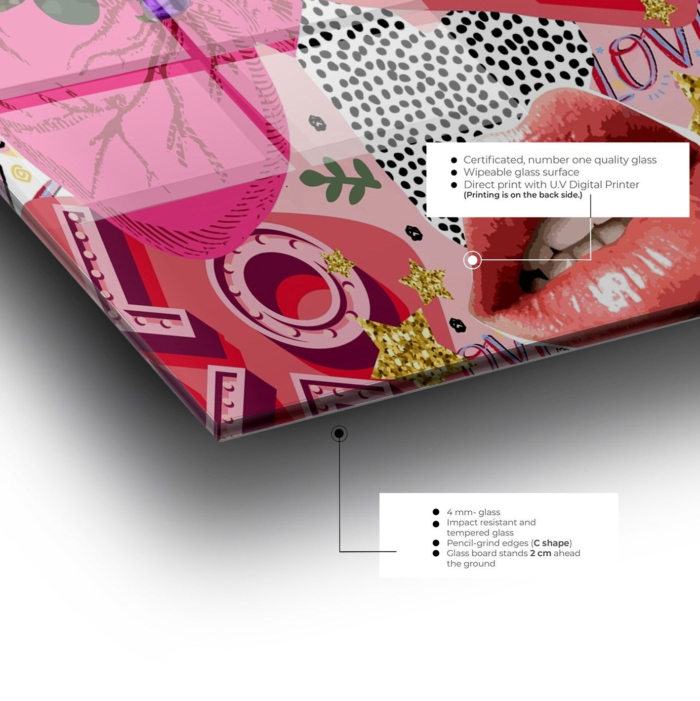 Quadro Decorativo em Vidro Temperado Multicolor 70x100cm - Arte Moderna para Parede