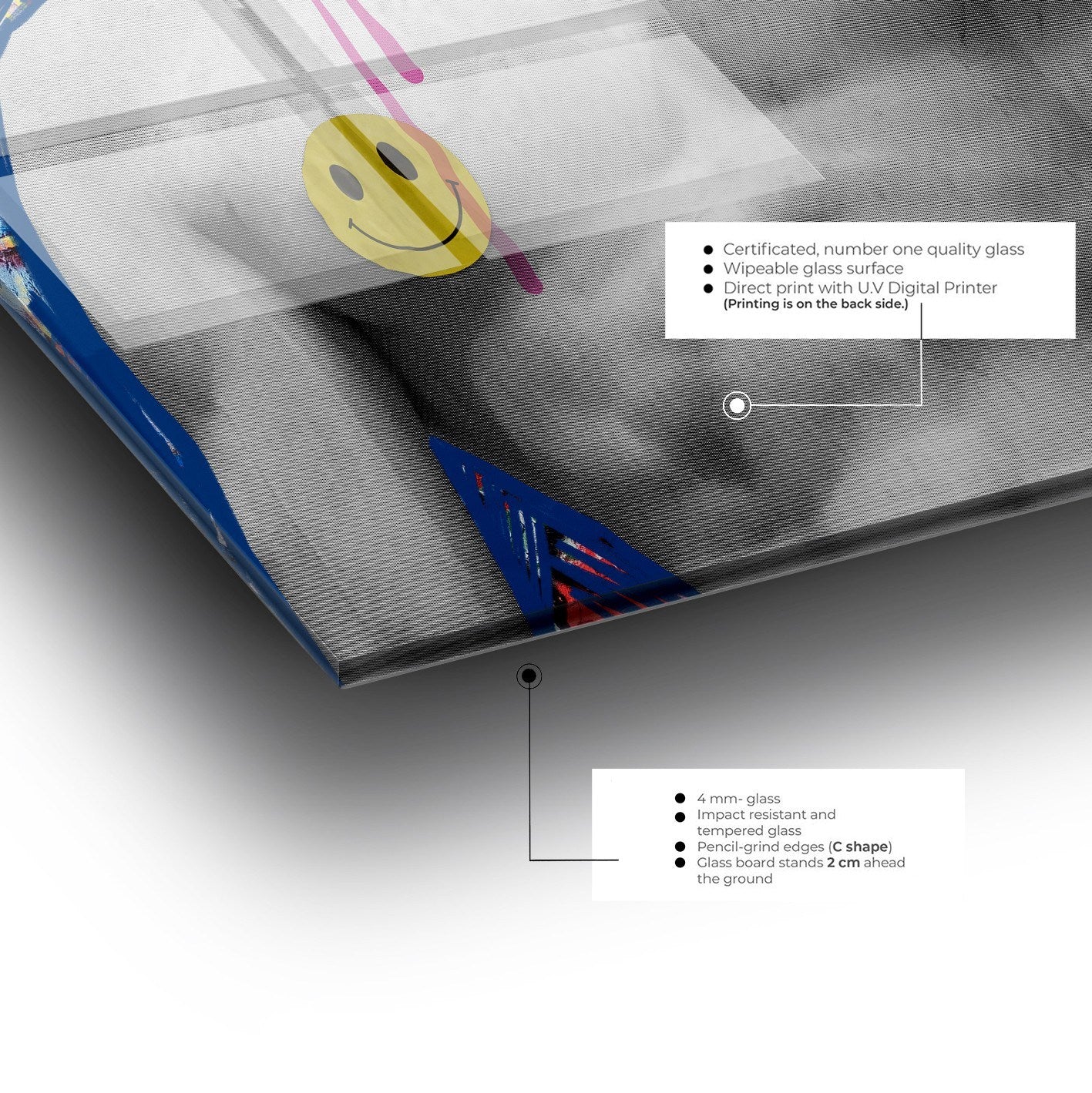 Quadro Decorativo em Vidro Temperado Multicolor 70x100cm - Arte Moderna para Parede