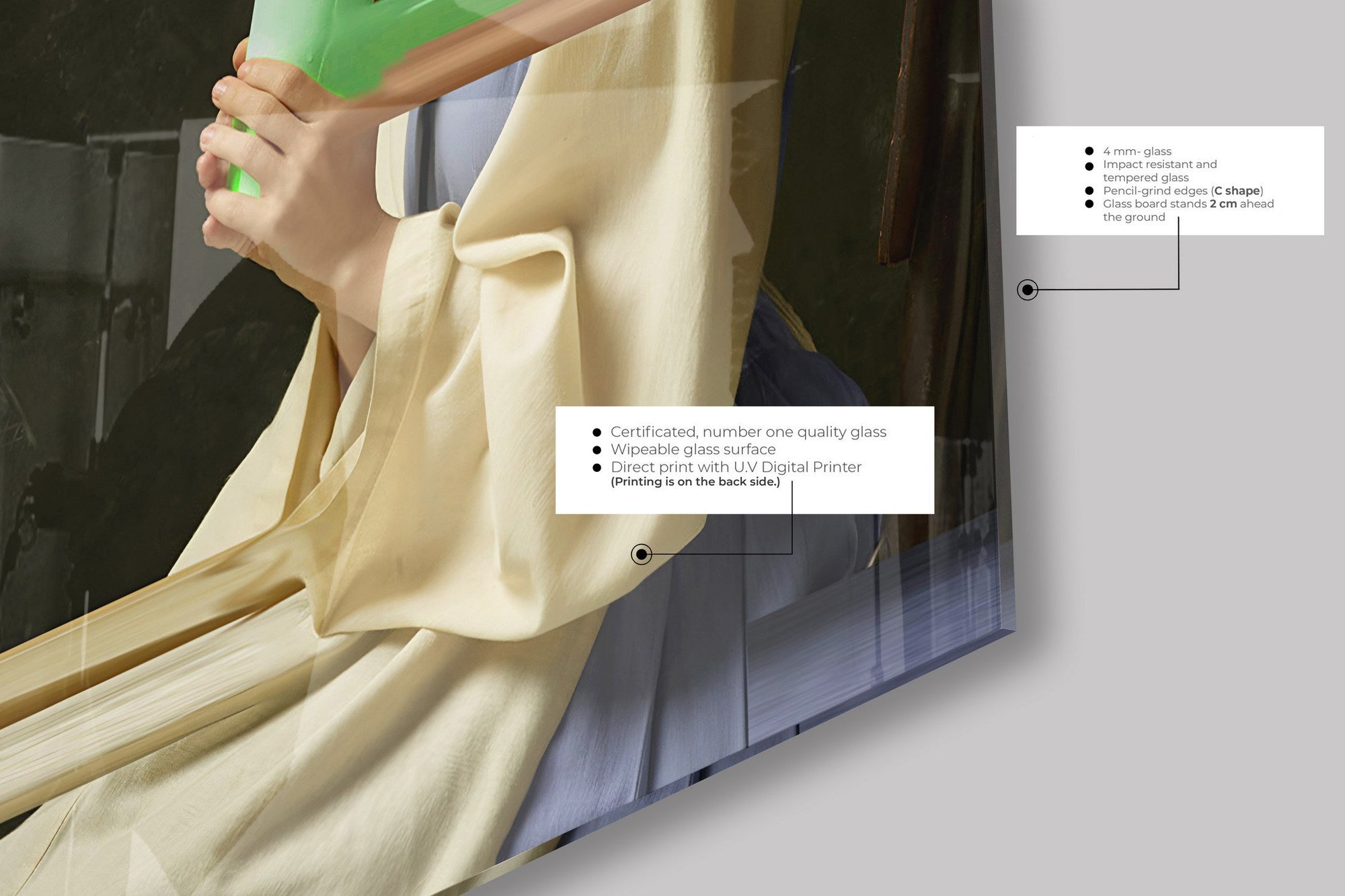 Quadro Decorativo em Vidro Temperado Multicolor 40x60cm - Arte Moderna para Parede