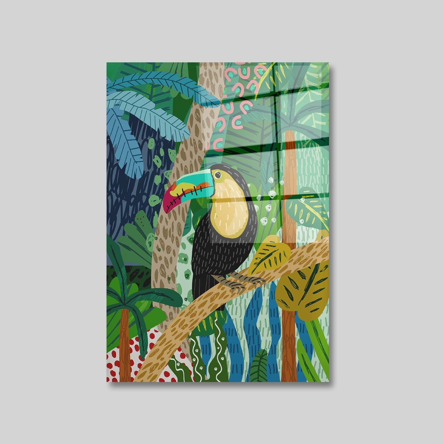 Quadro Decorativo em Vidro Temperado Multicolor 70x100cm - Arte Moderna para Parede