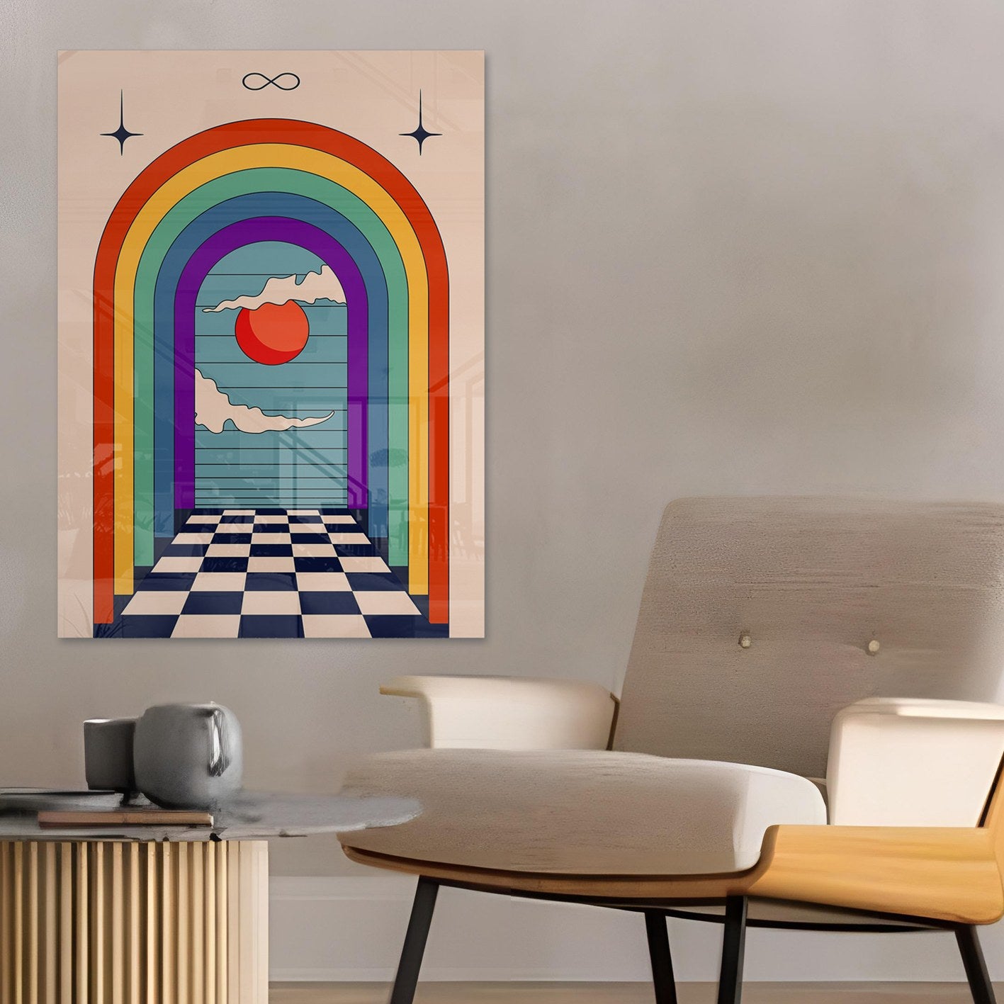 Quadro Decorativo em Vidro Temperado Multicolor 50x70cm - Arte Moderna para Parede