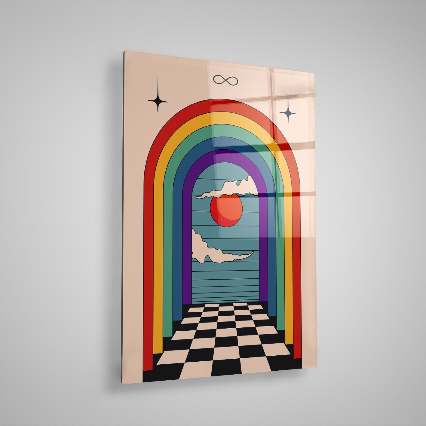 Quadro Decorativo em Vidro Temperado Multicolor 50x70cm - Arte Moderna para Parede