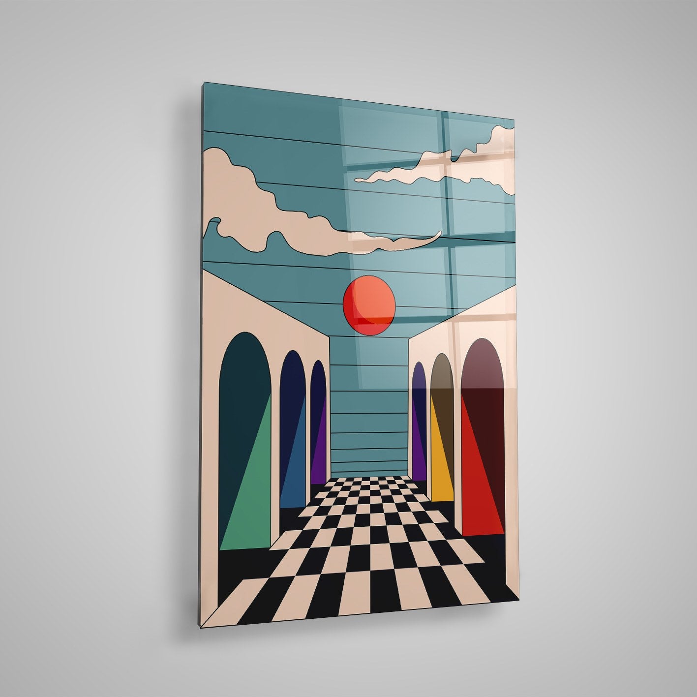 Quadro Decorativo em Vidro Temperado Multicolor 40x60cm - Arte Moderna para Parede