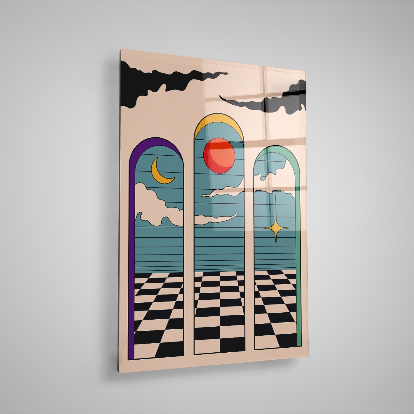 Quadro Decorativo em Vidro Temperado Multicolor 50x70cm - Arte Moderna para Parede