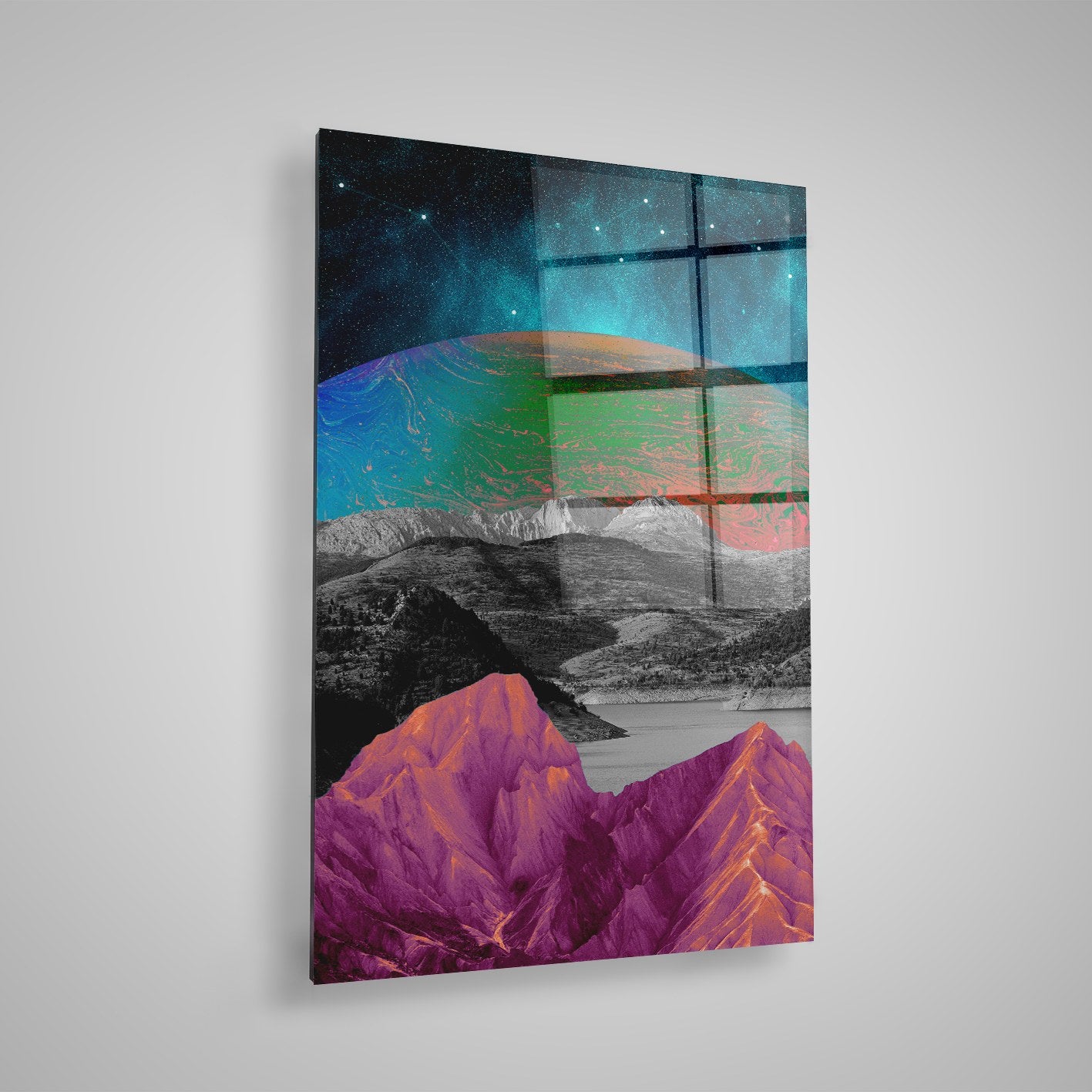 Quadro Decorativo em Vidro Temperado Multicolor 50x70cm - Arte Moderna para Parede