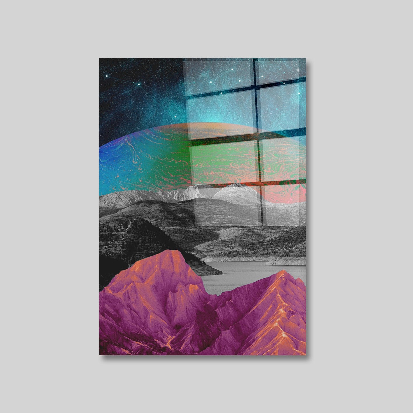Quadro Decorativo em Vidro Temperado Multicolor 70x100cm - Arte Moderna para Parede