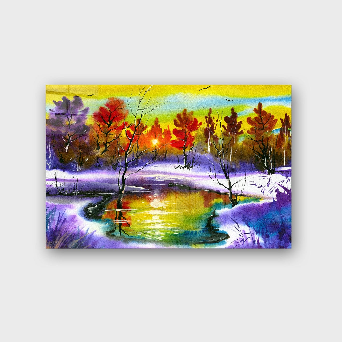 Quadro Decorativo em Vidro Temperado Multicolor 50x70cm - Arte Moderna para Parede