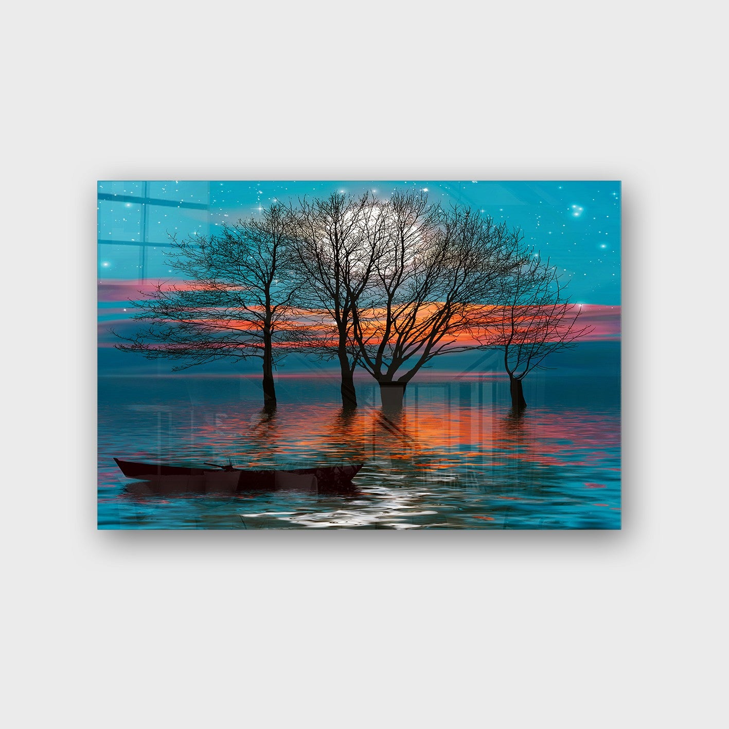 Quadro Decorativo em Vidro Temperado Multicolor 40x60cm - Arte Moderna para Parede