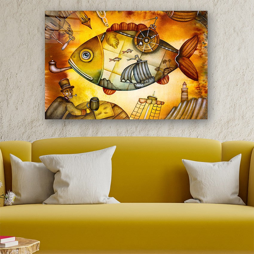 Quadro Decorativo em Vidro Temperado Multicolor 50x70cm - Arte Moderna para Parede