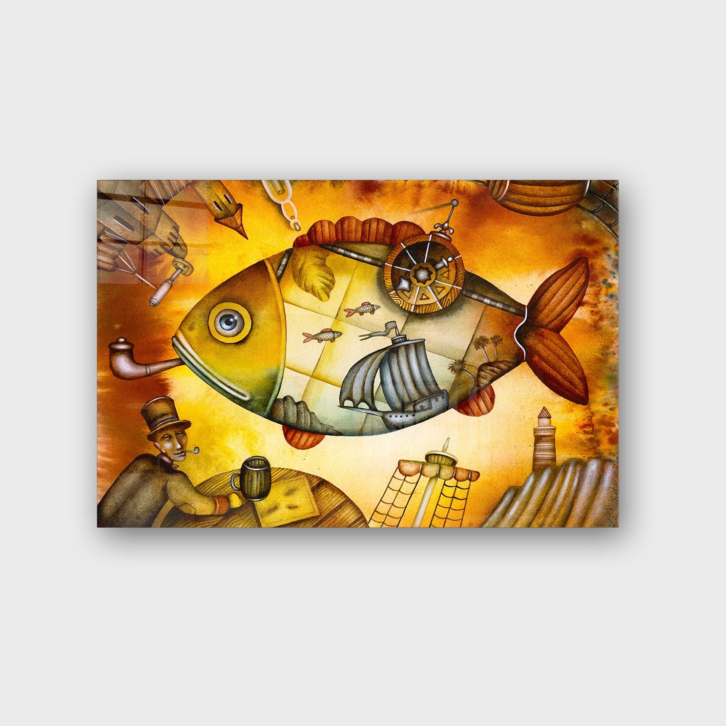 Quadro Decorativo em Vidro Temperado Multicolor 70x100cm - Arte Moderna para Parede