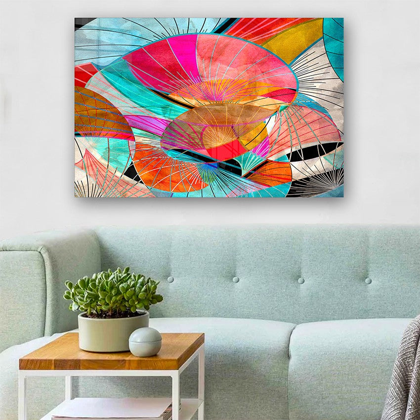 Quadro Decorativo em Vidro Temperado Multicolor 40x60cm - Arte Moderna para Parede